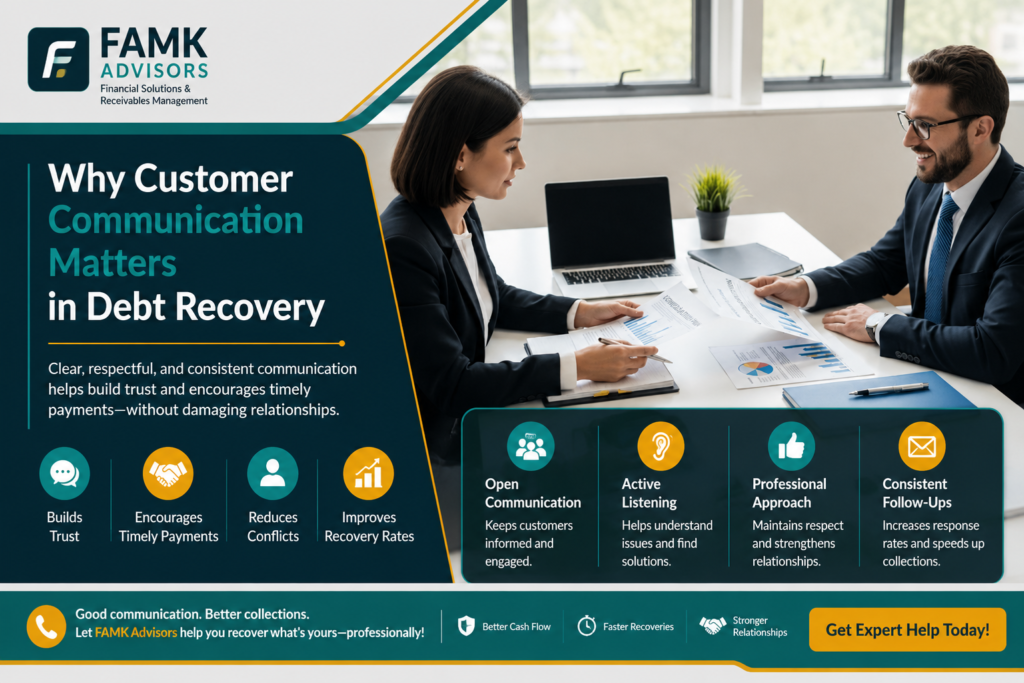Professional customer communication during debt recovery to resolve overdue payments and improve accounts receivable management.
